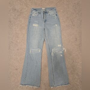 Altar'd State Light Blue Distressed Flare Jeans